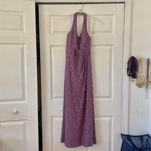 David's Bridal Lace Halter Dress in Wisteria
